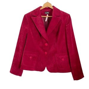 LA FINALE Moda Paris Red Corduroy Preppy Casual Office Blazer jacket